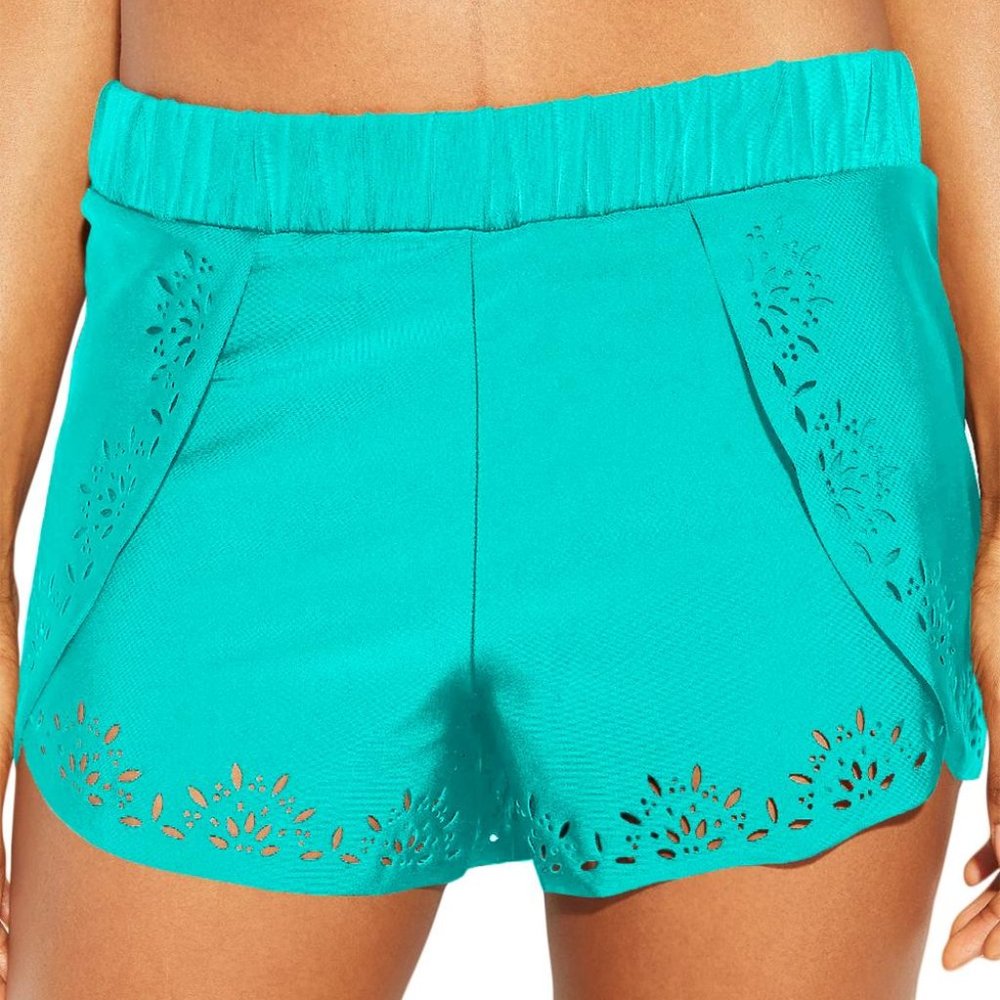 Sky Blue Laser Cut Swim Shorts